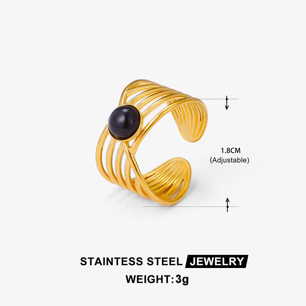 Boho Mehrfarbiger Türkis Edelstahl Offener Ring, Umweltfreundlich & Lichtecht, Schlichtes Titanstahl Design für Damen