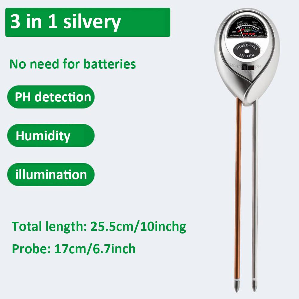3-in-1 Plant Moisture Meter, pH/Light Meter Soil Test Kit for Indoor, Soil Moisture Meter for House Plants for Garden Lawn, Farm