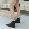 2025 New Pointed Rear Zipper Pointed Wedge Low Tube Thin Martin Chelsea Women's Short Boots