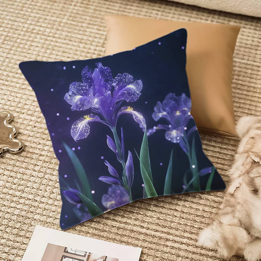 Fashion Iris Pillow Case Anti-dustmite Invisible Zipper Sofa Bed