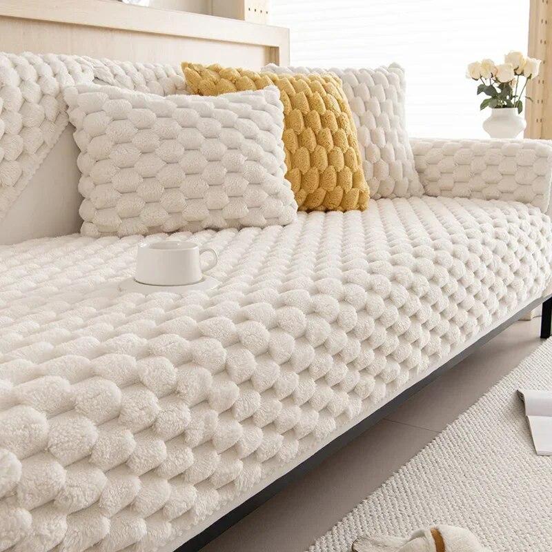 Winter Sofa Cover Thicken Plush Non-Slip Couch Cushion for Living Room Soft Universal Sofa Cover Back Towel Sectional Sofa Mat