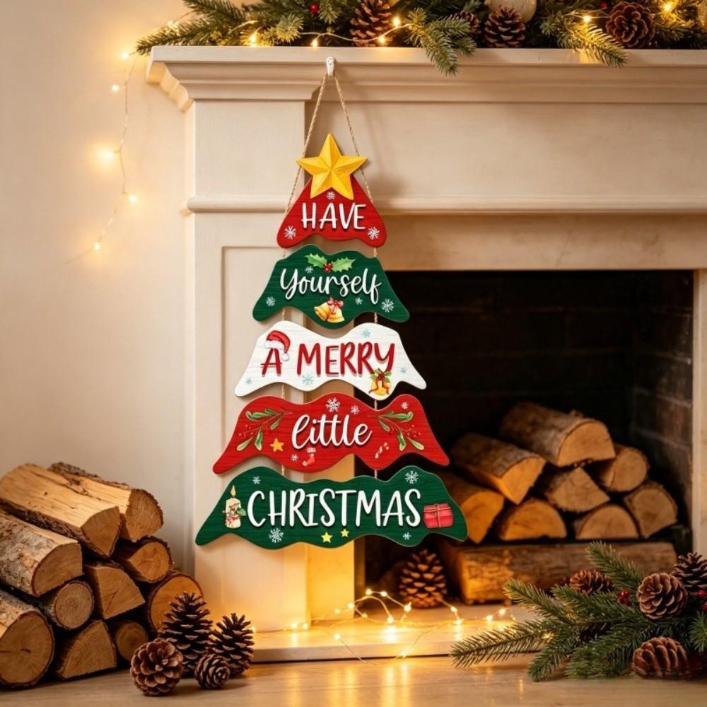 Tiered Wooden Plaque Rustic Hanging Welcome Board Holiday Hanger Wall Pendant Classroom