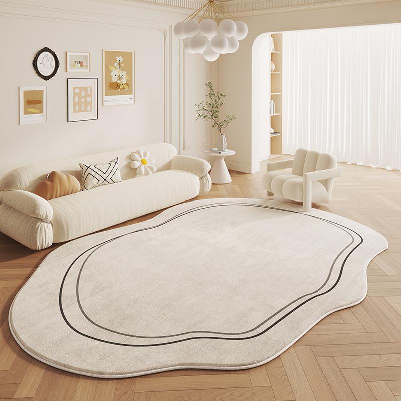 French Cream Style Shaped Carpet Living Room New High-grade Faux Cashmere Irregular Bedside Rugs Bedroom Floor Mats