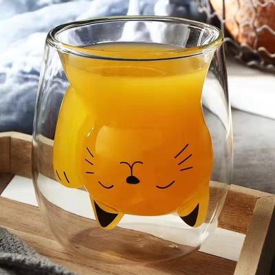 250 ml süße Kaffeetasse aus Glas in Katzenform, isoliert, für Kaffee, Frühstück, Katzenpfote, Milchbecher, Wasserbecher, Trinkgeschirr für Sommer und Winter
