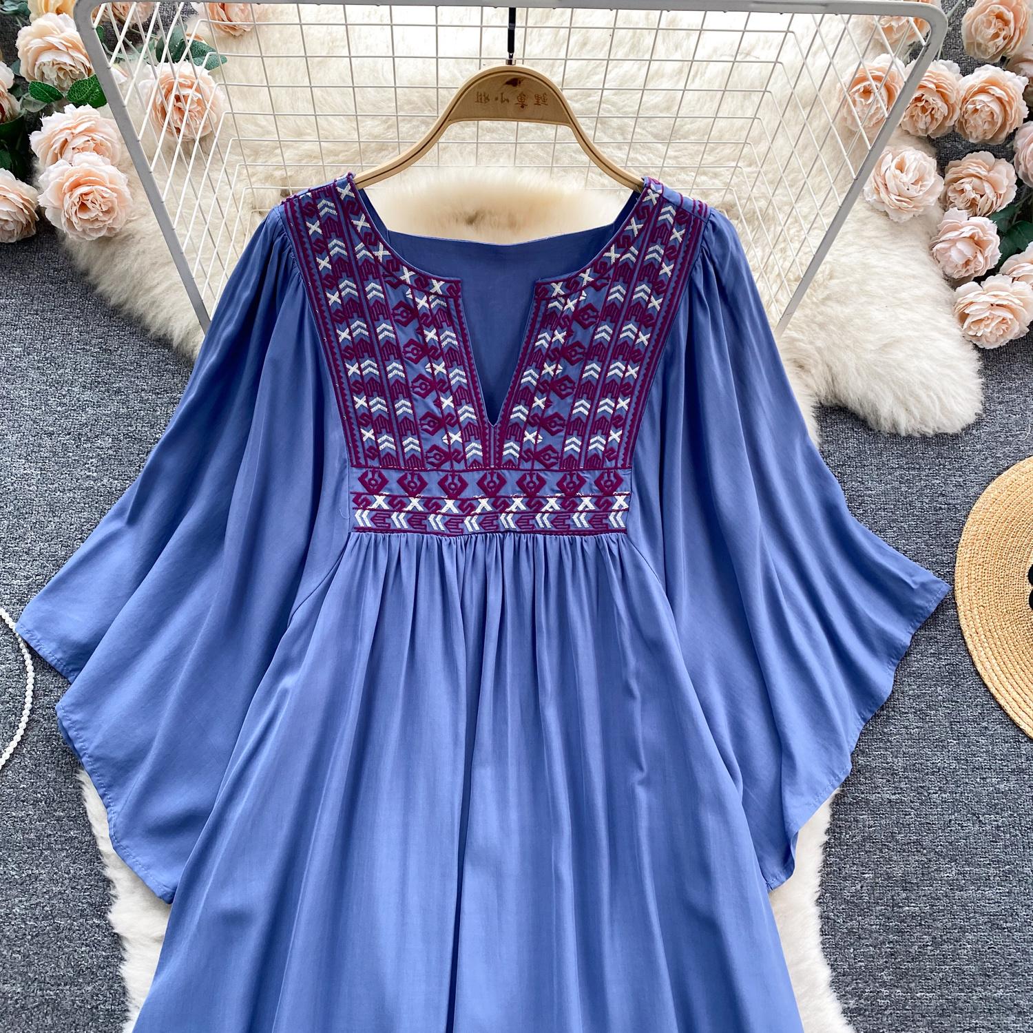 Женские платья Новое поступление V-образный вырез вышитый воланами край длинный — фото 18