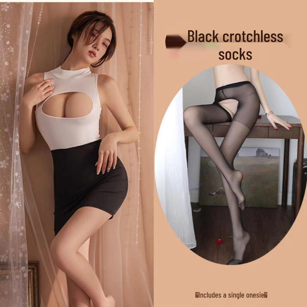 Sexy Erotic Secretary Uniform Lingerie Set - Bodycon Dress for Nightclub Role Play and Passionate Bedtime Play.