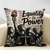 Equality Is Power Cushion Cover Durable Hypoallergenic Organic Linen Pillow Cover Short Size Washable Skin-Friendly