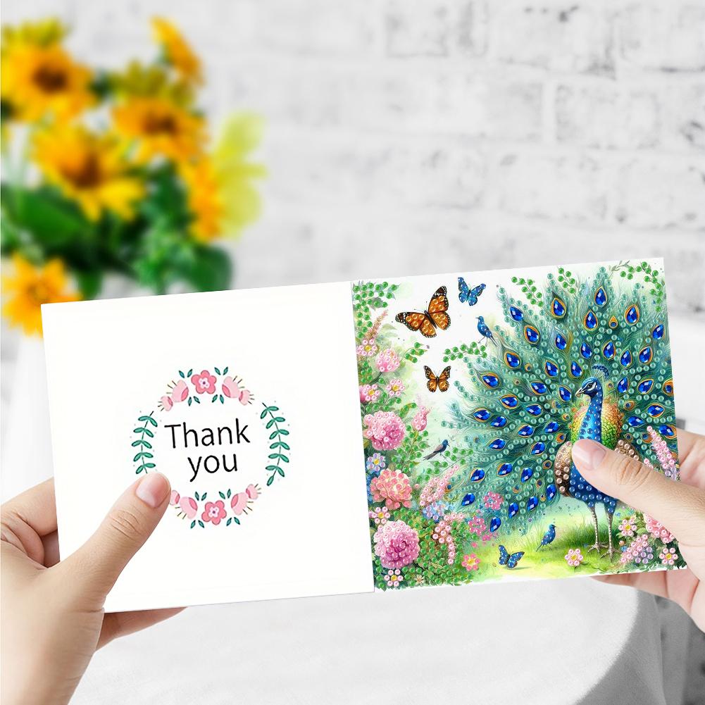 6Pcs Butterfly Flower DIY Diamond Painting Card Diamond Drawing Card Diamond Daily Wish Card Gifts for Family Friends and Lover