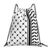 Palestine Flag Drawstring Backpack Kufiya Hatta Lightweight Foldable Sport Gym Sackpack Women Men Portable Sacks for Training