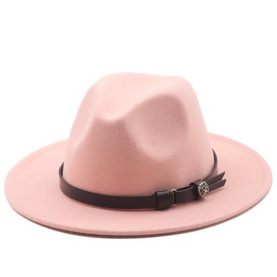 New Women Men Wool Fedora Hat With Leather Ribbon Gentleman Elegant Lady Winter Autumn Wide Brim Jazz Church Panama Sombrero Cap