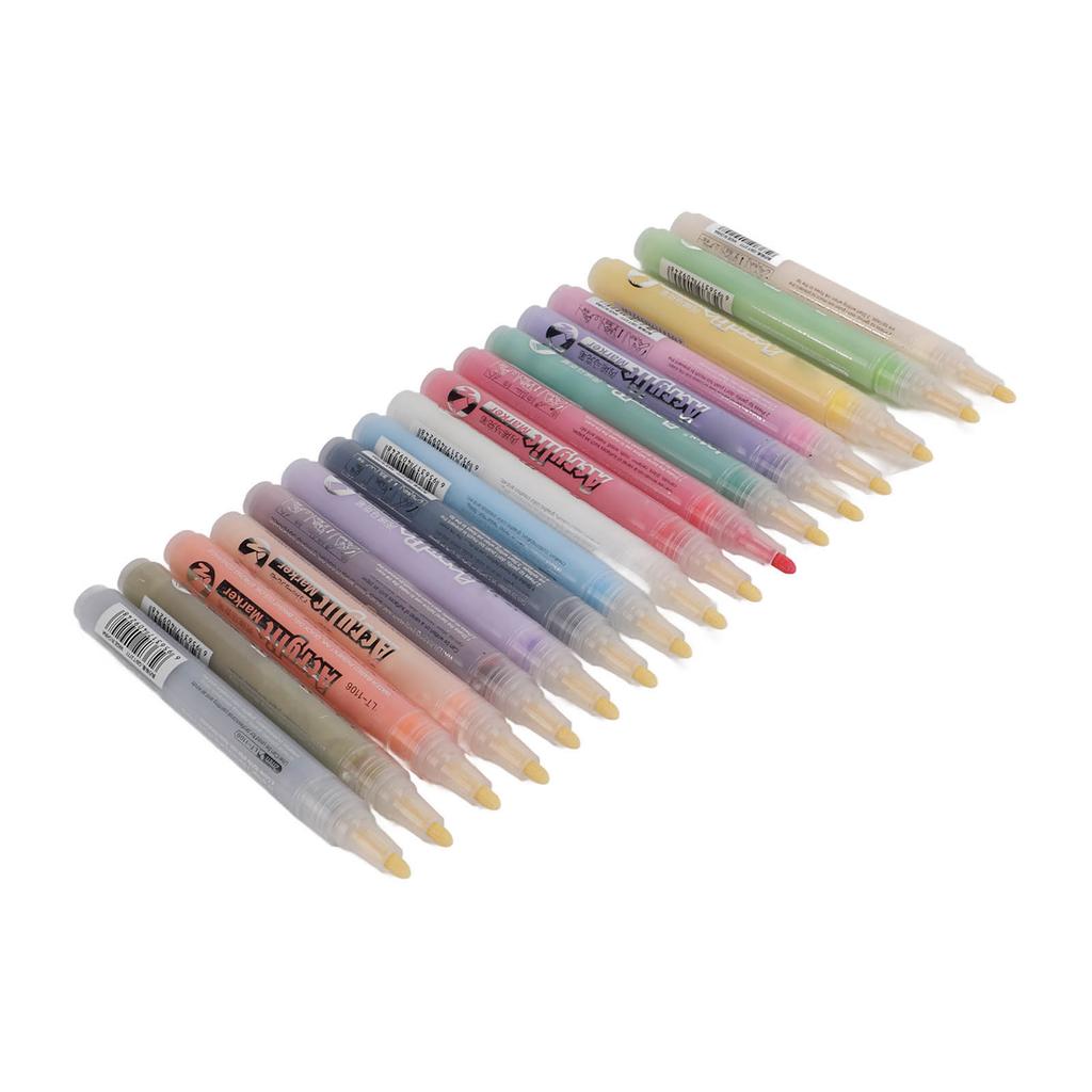 18 Pcs Acrylic Marker Bright Lasting Colorful Non Toxic No Odor DIY Doodle Water Color Pen
