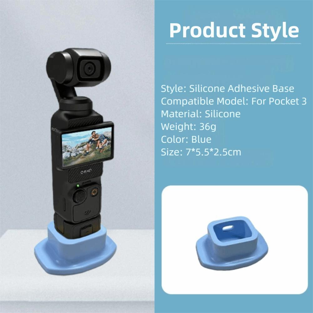 

Portable Silicone Adhesive Base Holder Quick Release Handheld Gimbal Stand for DJI Pocket 3 Car синій