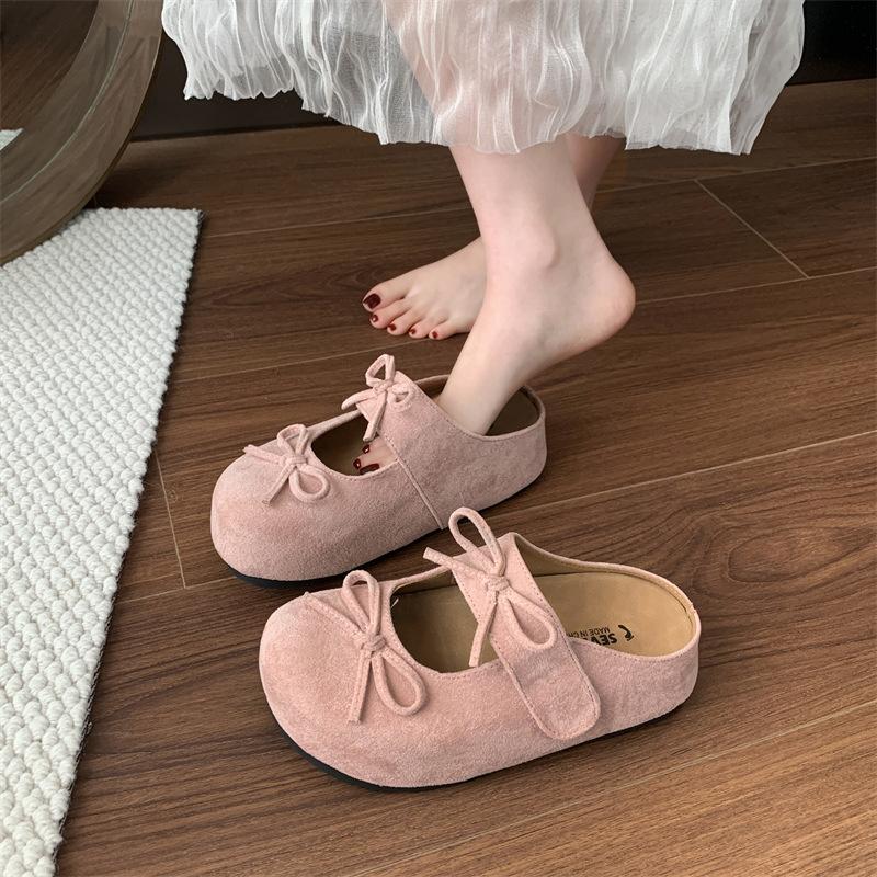 Fashion Retro Style Women's Shoes Autumn Height-enhancing Fashionable Bow Outdoor Round-toed Mary Jane Shoes
