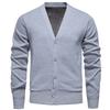 Men Slim Fit Fleece Knit Long Sleeve Cardigan Solid Color Casual