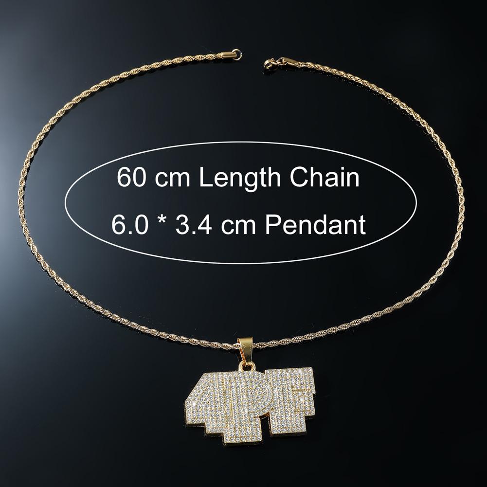 European Hip Hop Full Diamond English Letter 4pf Pendant Necklace Personal Nightclub Hipster Digital Letter Pendant Necklace