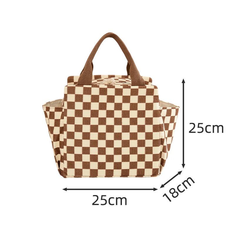 

OLOEY Corduroy Checkerboard Insulated Lunch Bag One Size