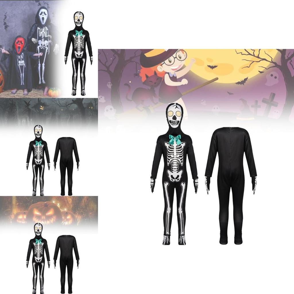 Stylish Kids Skeleton Grim Reaper Costume For Stage Performances And Halloween Gatherings