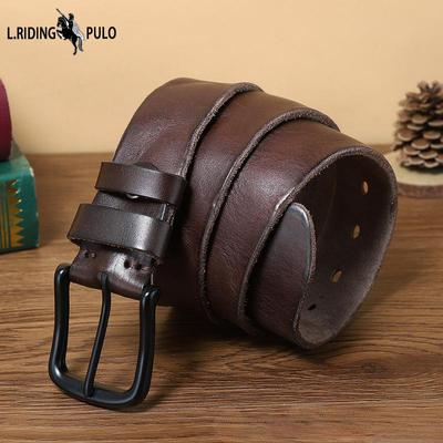 Cintura in Pelle da Uomo Primo Strato Pura Pelle Bovina Fibbia ad Ardiglione Retro Semplice Versatile Stile Coreano Cintura per Pantaloni Giovanile