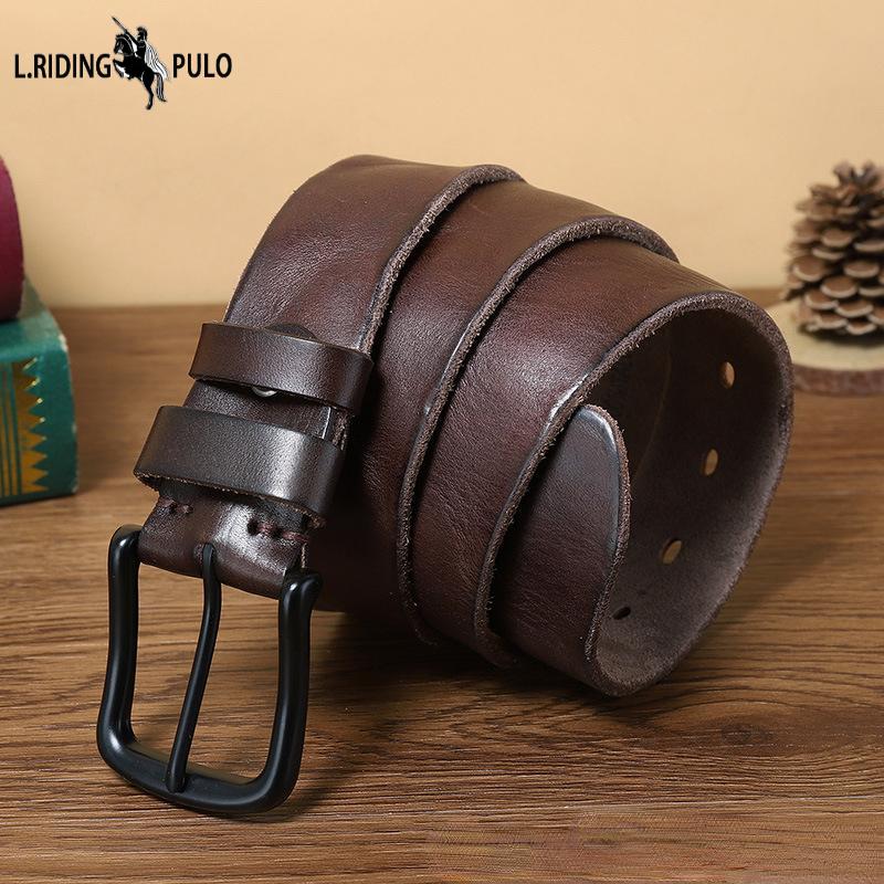 Men's Leather Belt First Layer Pure Cattlehide Leather Pin Buckle Retro Simple Versatile Korean Style Youth Pants Belt