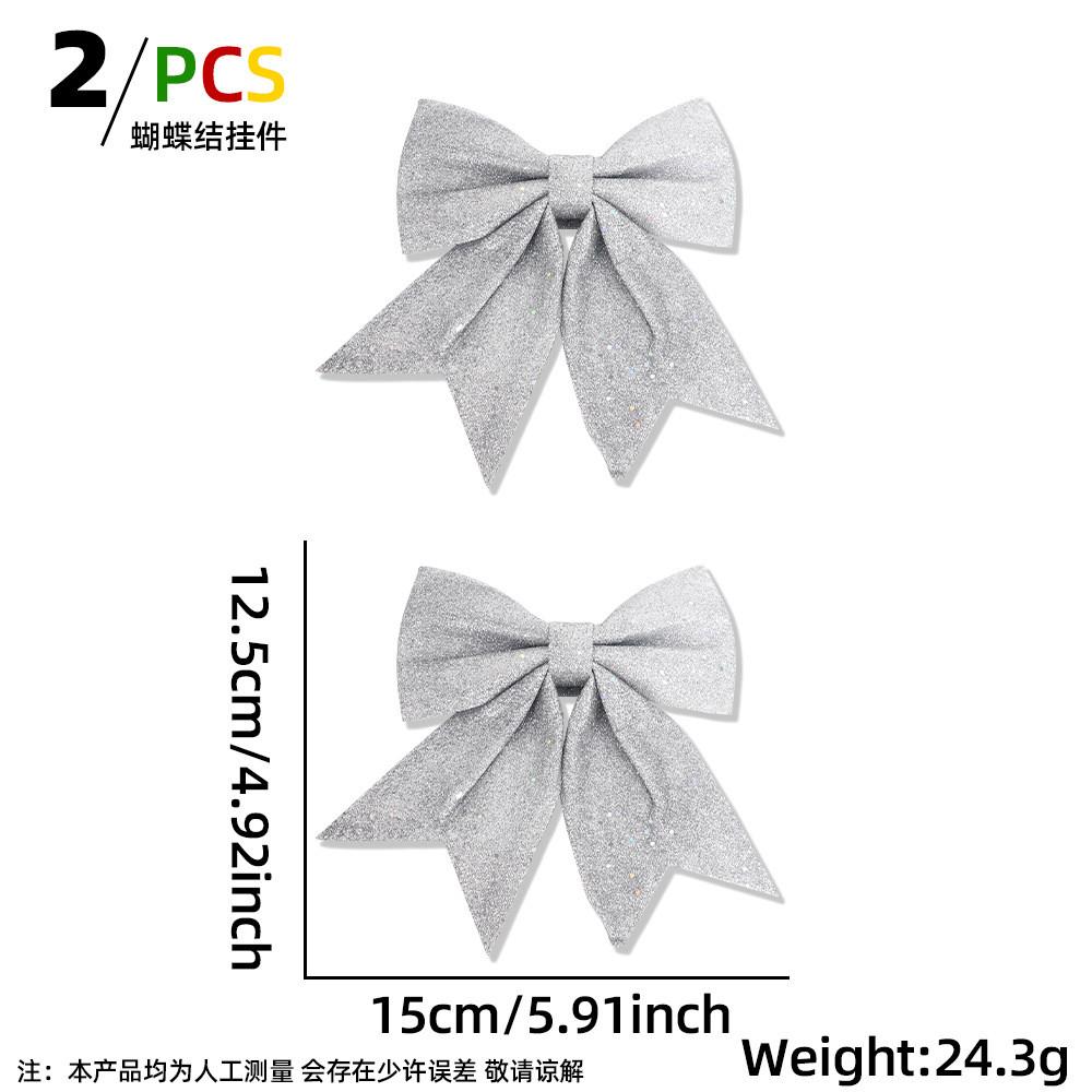 

Tree Christmas Beautiful Bow Hangings With Plush Pearl Cotton For Holiday Cheer Silver Bow