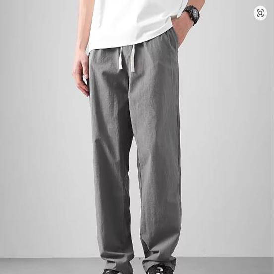 Breathable Pants Men Fashion Thin Ankle-Length Pants Elastic Waist Straight Leg Men's Clothing
