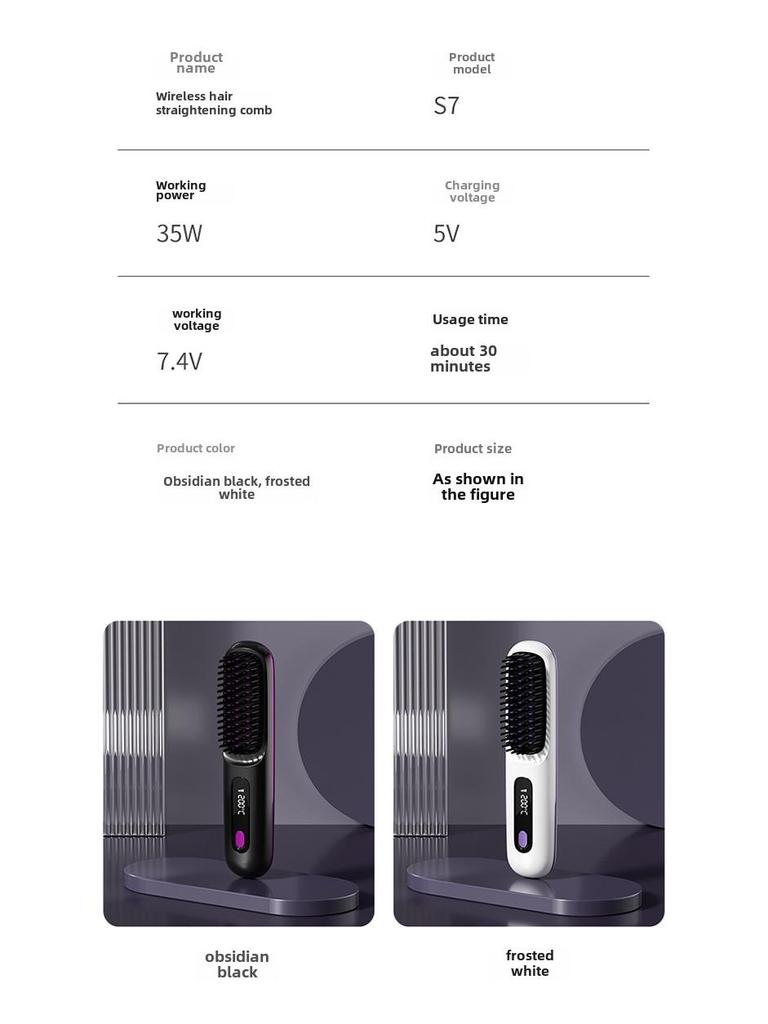 Portable LCD Ceramic Ion Hair Straightener & Curler Comb