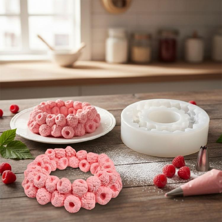 Easy Cleaning Silicone Baking Molds With Raspberry Design Decorative Dessert Bakewares For Handmade Cakes And Craft Supplies