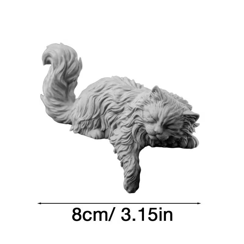 Cute Long Hair Sleeping Cat Figurine 3D Printed Mini Pet Computer Monitor Hanging Decor Desk Ornament For Home Office Decor Gift