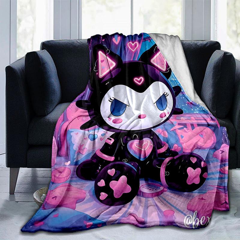 1pc Night Adventure Kuromi Blanket, Soft Throw for Home Decor, Gift Idea for Family and Friend, Living Room, Travel, Camping, Car Blankets, Beach, Off