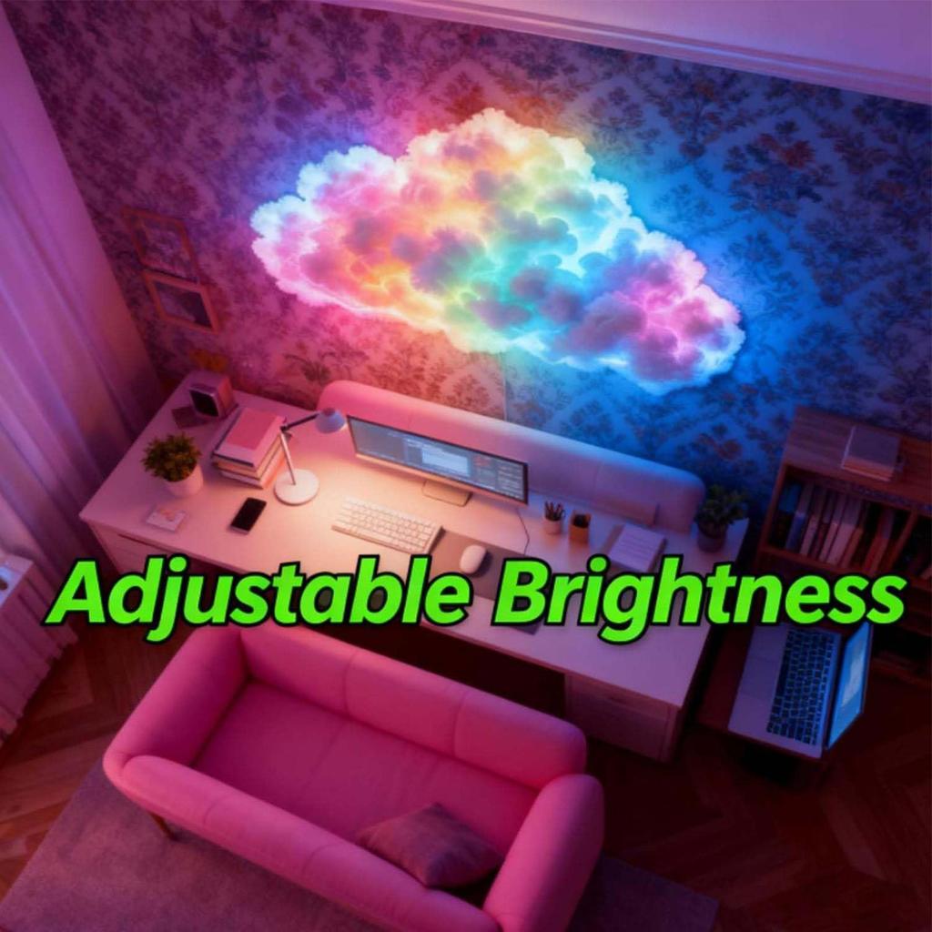 Cloud LED Lights for Ceiling USB Thundercloud LED Lamp Set Ambient Music Light for Desktop Ceiling Bedroom Living Room Office
