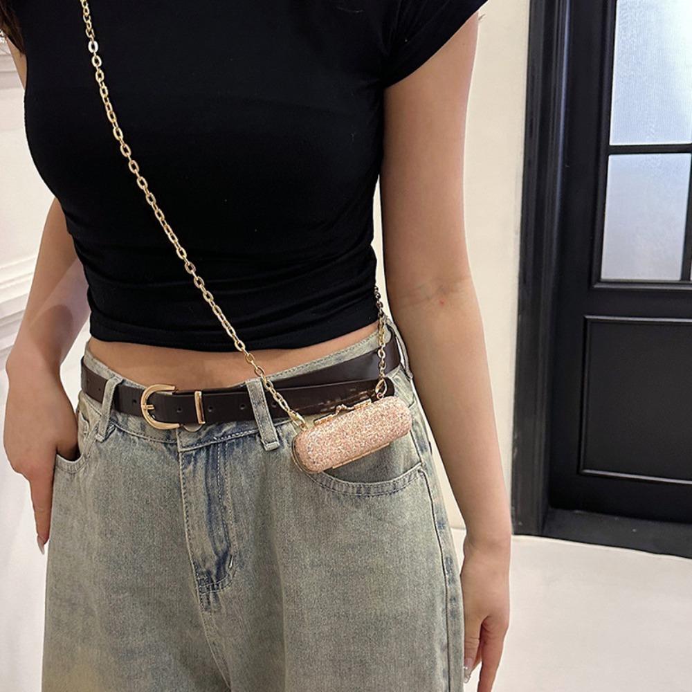 Glitter Crossbody Box Handbag Mini Lipstick Storage Bag Casual Evening Banquet Bag Women