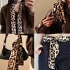 Leopard Small Long Silk Scarf Belts for Women Chiffon Strap Winter Warm Windproof Y2k Irregular Scarf Waste World Punk Party