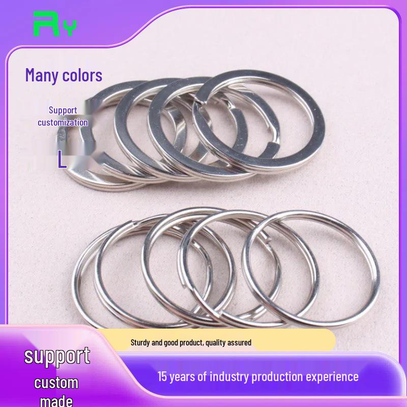 Stainless Steel Metal Split Flat Keyring Circle Halo