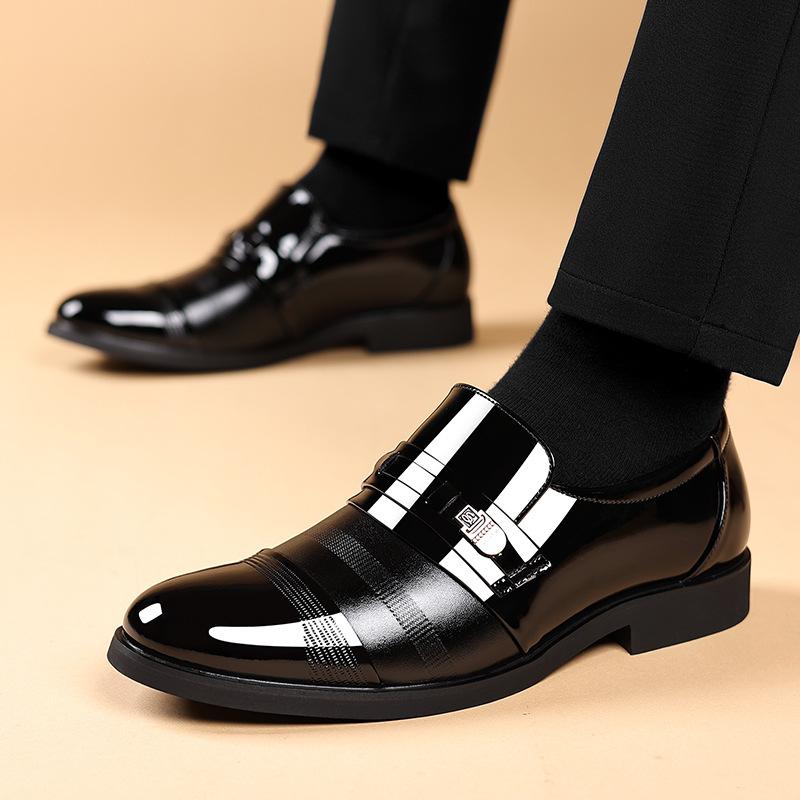 2025 direct sales glossy leather shoes men's casual formal wear business inner height increase men's shoes