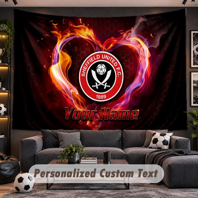 Wall Hanging Tapestry Custom NameSheffield United FC Pattern Personalized Printed Fabric Wall Decor