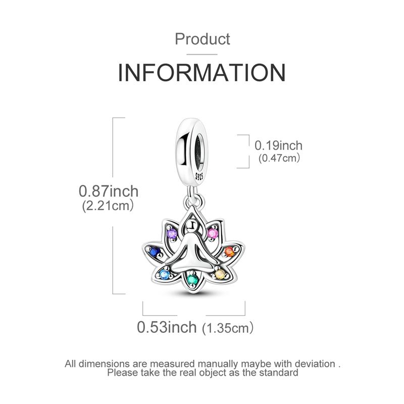 copper 7 Chakras Sacred Lotus Yoga Meditation Charm Pendant Compatible With Authentic Charm Bracelets Women Do It Yourself Jewellery Gift