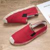 Red Summer Fisherman Shoes Men Breathable Linen Casual Shoes Man Flats Lightweight Comfy Lazy Shoes For Men Zapatos Para Hombre