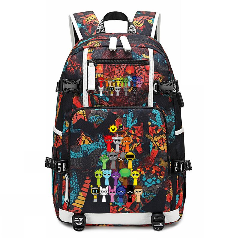 Sprunki Music Box Game School Bag Cute Cartoon Printing Trend College Style Large Capacity Backpack