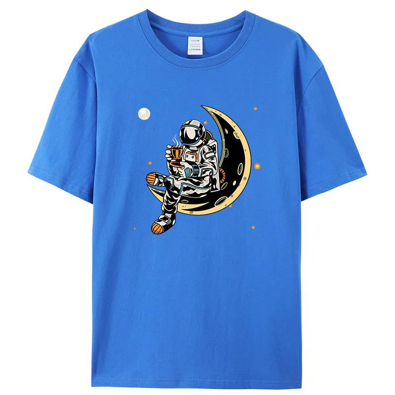 Summer Men's T-shirt Short Sleeve Tees Men's Loose T-shirt Men's Tops New Brand Men's Space Astronaut T-shirt