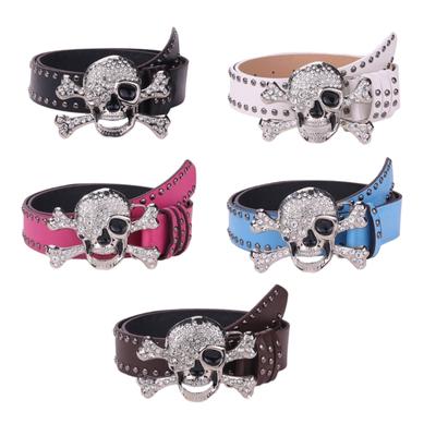 Trend PU Gürtel mit Strass Totenkopf Schnalle Taillengürtel Modebegeisterte Gürtel Mantel Jeans Kleid Damenbund
