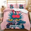 Flamingo Duvet Cover Couple Flamingo Palm Leaf Twin Bedding Set Tropical Botanical Leaves Summer King Size Polyester Quilt Cover