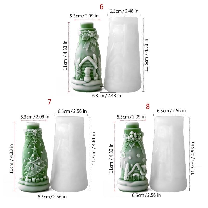 Christmas Embossed Bottle Silicone Candle Mold For Epoxy Resin Making Candle Soap Chocolate Christmas Home Decoration