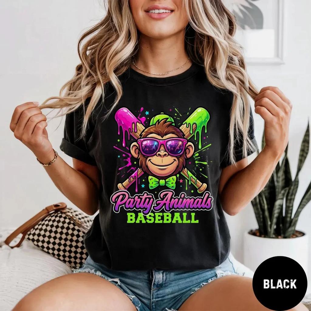 Party Animals Baseball, Funny Sports Graphic Tee, Cute Banana T Shirt
