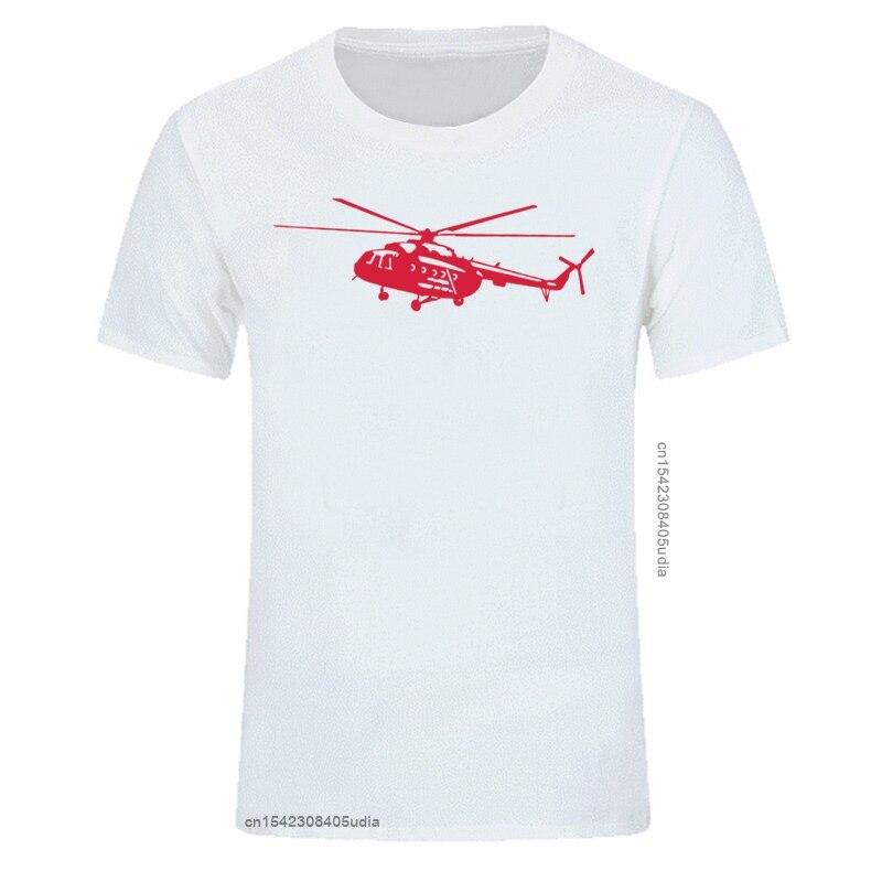 Summer Mens T Shirt Short Sleeve Cotton Print Mi8 Helicopter TShirt Casual Shirt Cool Tees Tops Streetwear Cotton Fabric