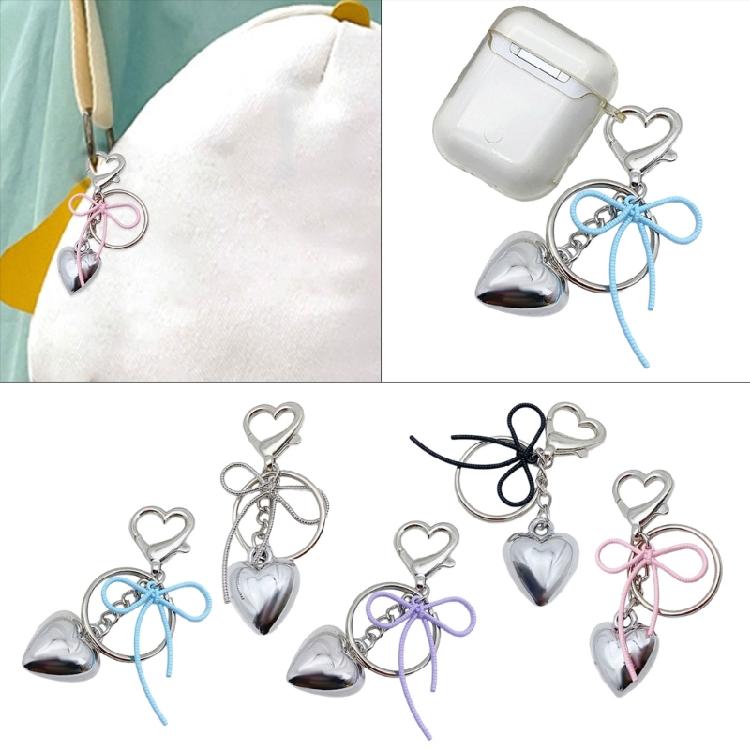 3D Heart Keychain Pendant Bowknot Keyring for Purse Bag Backpack Handbag Decors