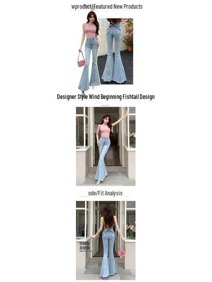 3D Bowknot Denim Pants - Women's High Waist European Style Slim Bell Bottoms for Summer