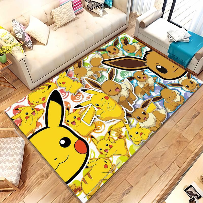 6 Style Pikachu Pokemon Living Room Non-Slip Area Rug Soft Carpet for Bedroom Kids Playroom Sofa,Home Decor Doormat Gift