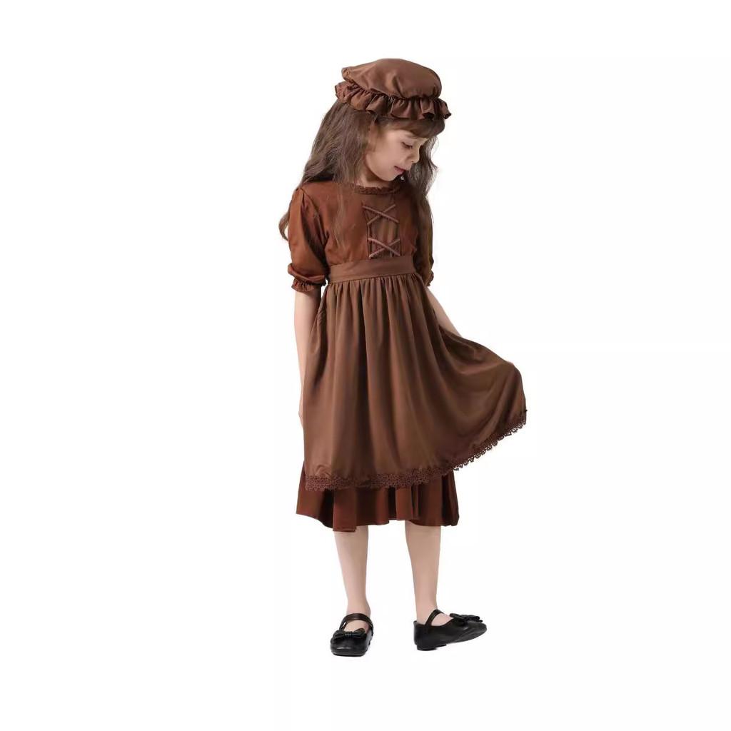 Medieval Peasant Costume For Children Adults With Polyester Fabric For Stage Play Performances