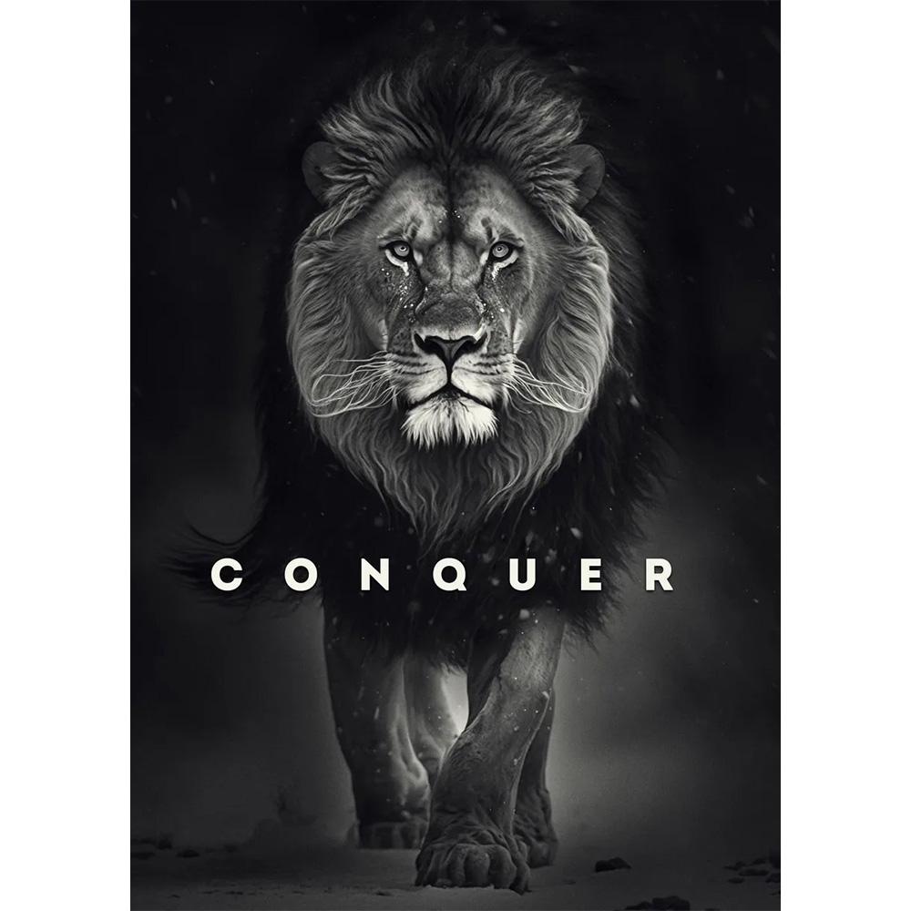 Animal Motivation Poster Panther Lion Motivational Canvas Posters Prints Canvas Painting Focus Conquer Fearless Mural Wall Decor
