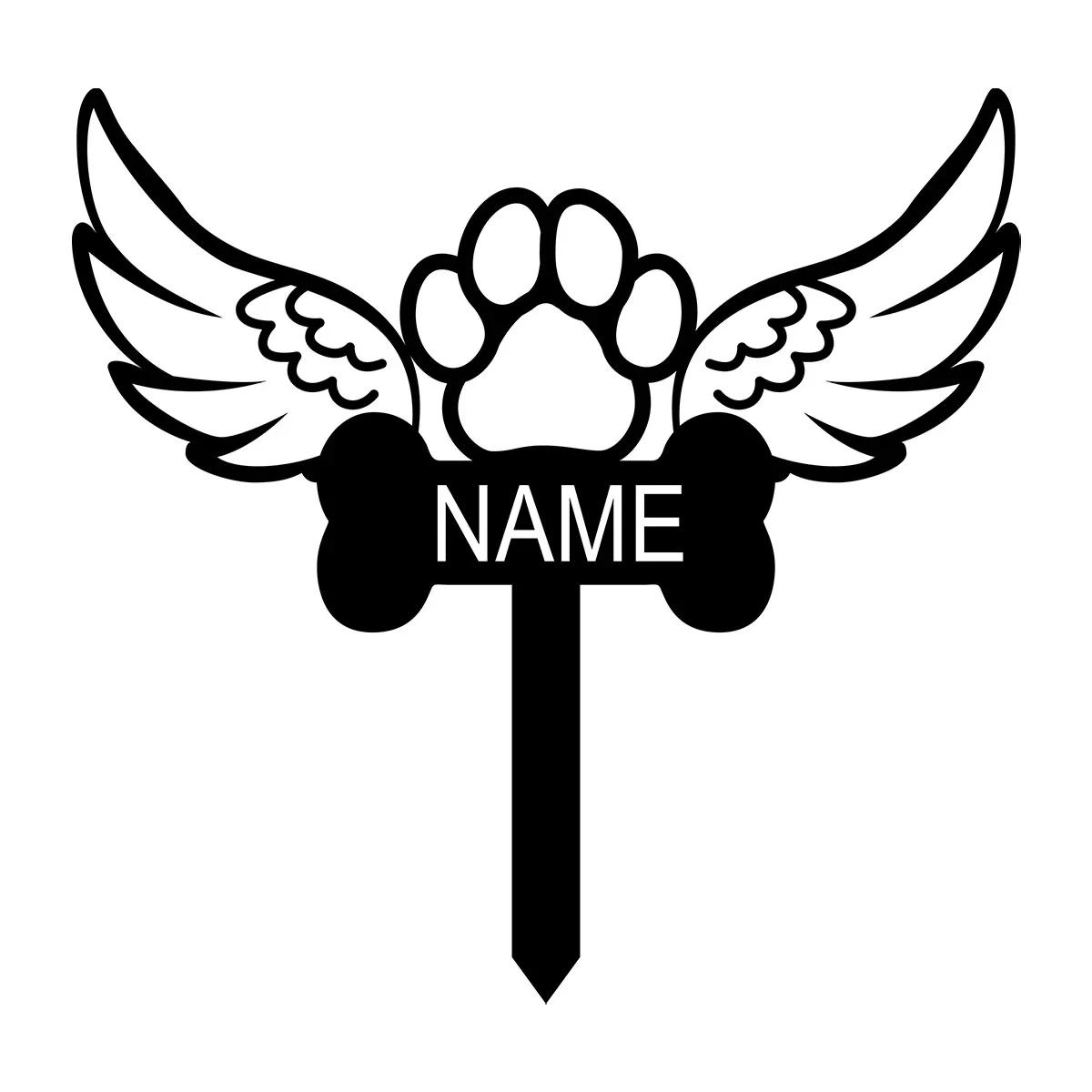 

Custom Metal Angel Wing Garden Stake, Personalized Pet Memorial Grave Marker, Outdoor Lawn Decoration Weatherproof